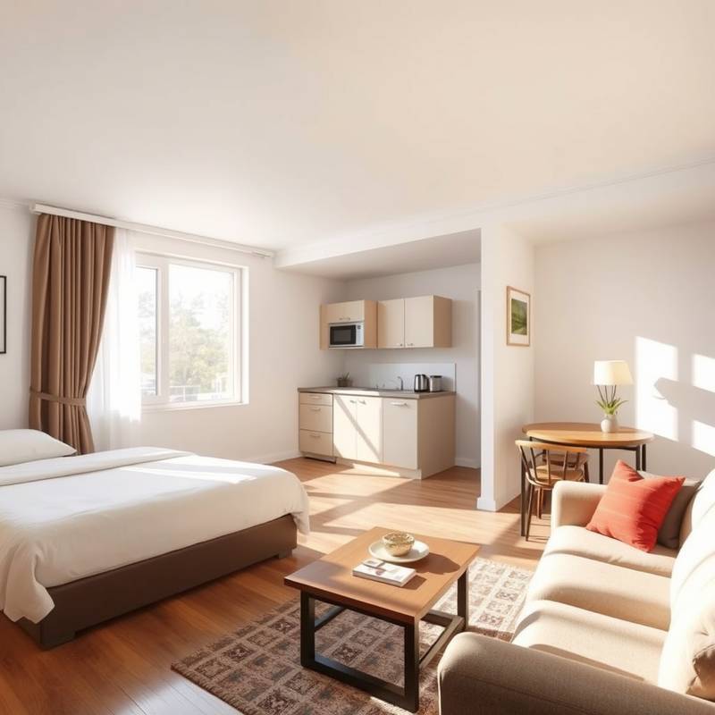 Spacious family suite with two bedrooms, a living area, and a kitchenette.